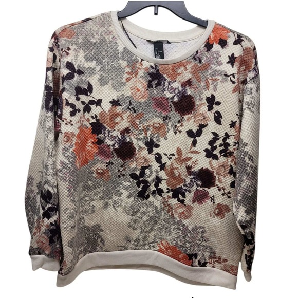 H&M Womens Floral Quilted Sweatshirt Crewneck Pullover Top Size L - Picture 1 of 4
